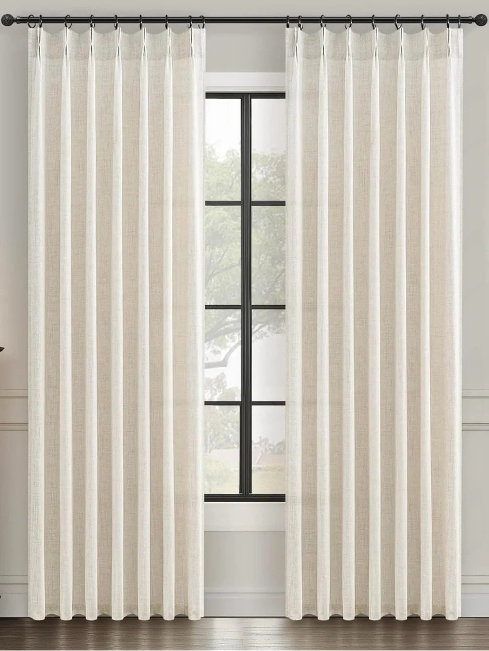 2 Donren Natural Linen  White  Cream Curtain